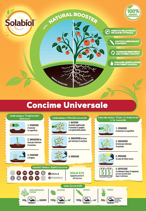 Simegarden Concime universale Solabiol Granulare - 750g / Ideale per nutrire fino a 15mq