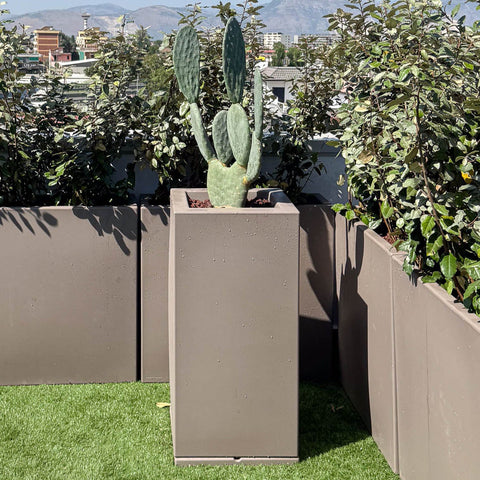 Simegarden Vaso Pilone Fenice Grigio Tortora / H 93cm - L 46cm - CON SOTTOVASO