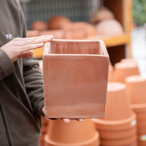 Simegarden Vaso quadrato artigianale in terracotta 19 x 19 cm