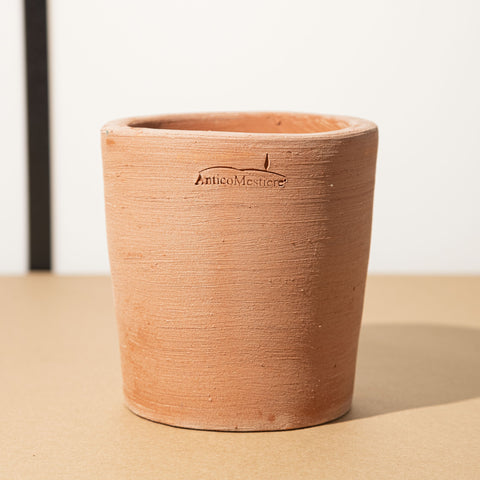 Simegarden Vaso di terracotta tondo 15cm / Bordo doppio - anticato