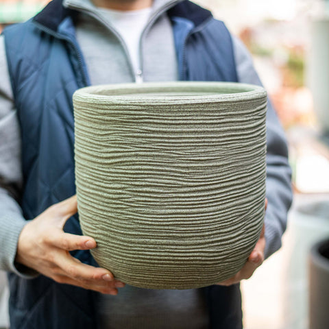 Simegarden Vaso shabby rigato 27 cm / Green oxford